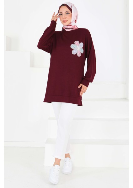 Çiçek Işlemeli Oysho Tunik Bordo - 27672 fiyatları