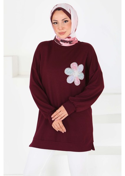 Çiçek Işlemeli Oysho Tunik Bordo - 27672 modelleri