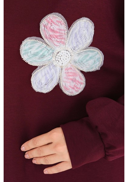 Çiçek Işlemeli Oysho Tunik Bordo - 27672 fırsatları