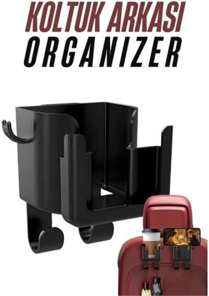Modacar Araç Koltuk Arkası Organizer Bardak Telefon Tutucu