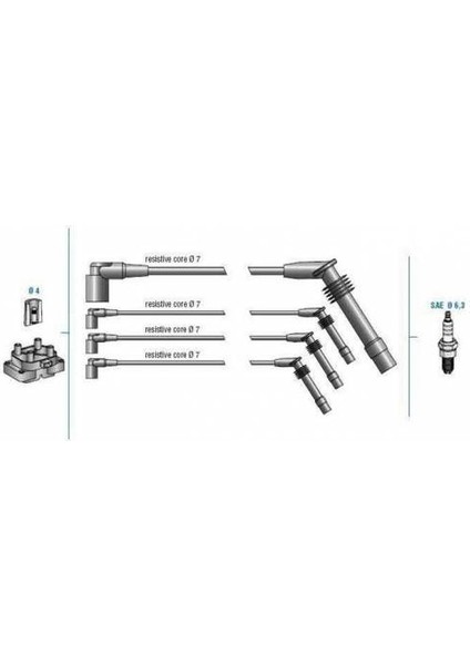 Buji Kablo Tk Clıo 1.4ei 8V 99 >-Logan 1.6 16V 05 > K7J