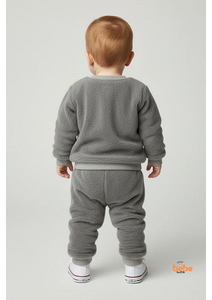 Erkek Çocuk Dinozor Nakışlı 2’li Peluş Polar Pijama Takımı Ev ve Günlük Giyim Seti Eşofman Takımı modelleri