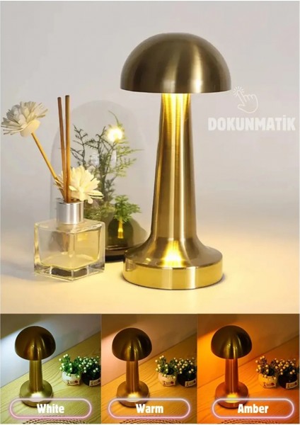 Forlife Dekoratif Şarjlı LED Mantar Masa Lambası Gold FL-8055 (4887) modelleri