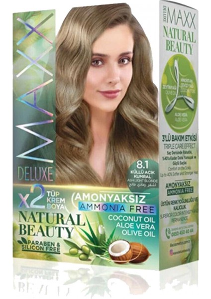 2 Paket Natural Beauty Amonyaksız Saç Boyası 8.1 Küllü Açık Kumral fırsatları
