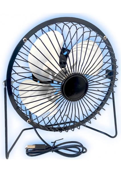 Masaüstü Metal Mini Fan Vantilatör USB Girişli 20 cm Çap (4887)