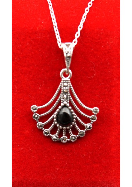 925 Ayar Kadın Oltu Taşı Kadın Kolye SK00089