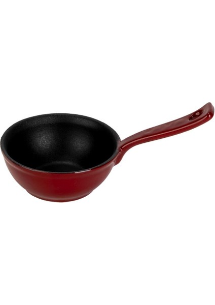 Döküm Yuvarlak Sufle Sos Kabı Döküm Demir Yekpare Saplı Çap(Ø)7cm.-Bordo