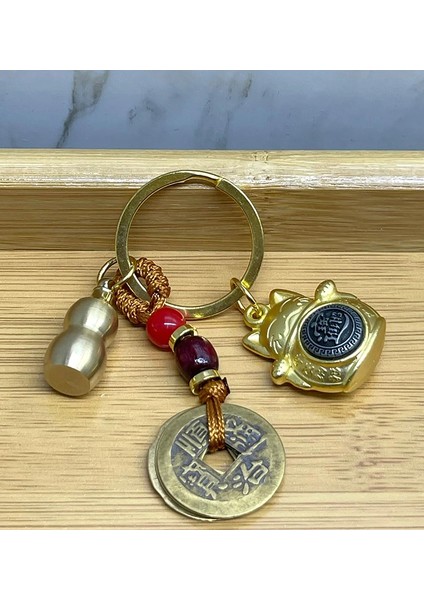 Metal Şans ve Bereket Kedisi Anahtarlık Model 3