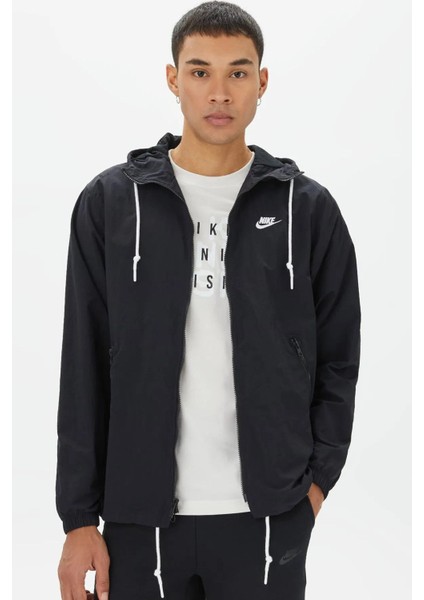 Club Woven Men's Full Zip Jacket Erkek Bol Kesim Dokuma Spor Ceket Siyah