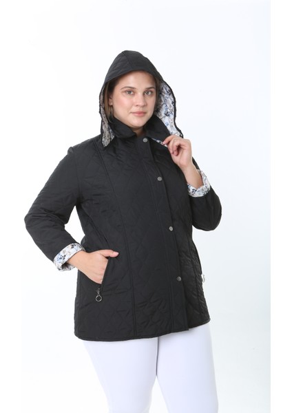 Kapitone Mont, Büyük Beden Mont, Baharlık, Büyük Beden Ceket, Kapüşonlu, Suya Dayanıklı Mont