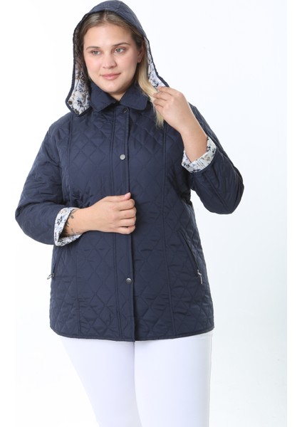 Kapitone Mont, Büyük Beden Mont, Baharlık, Büyük Beden Ceket, Kapüşonlu, Suya Dayanıklı Mont