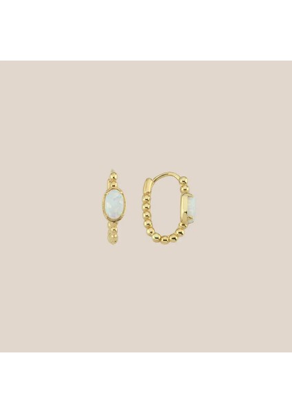 Opal Taşlı Dot Altın Ataş Küpe