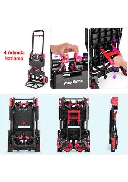 FW-90TP Katlanır Ikisi Bir Arada Koli Taşıma Arabası 66/136 kg
