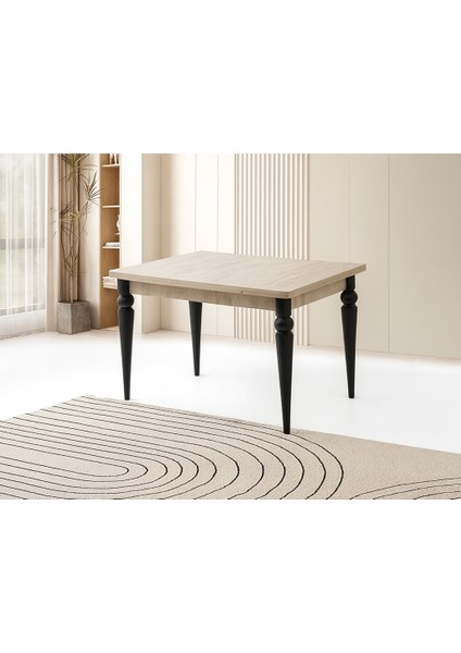 Yandan Açılır Büyüyen Yemek Masası Bej-Siyah Ayaklı 70 x 110 cm Sadece Masa Fiyatıdır