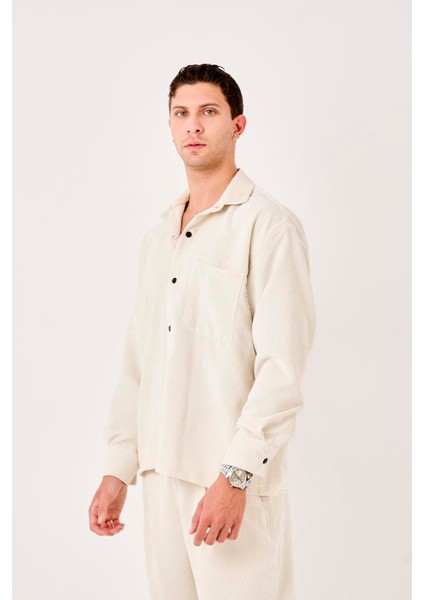 X-0002 Cep Detaylı Fitilli Kadife Gömlek modelleri