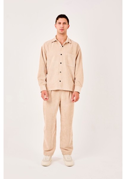 X-0002 Cep Detaylı Fitilli Kadife Gömlek