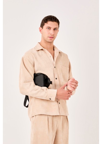 X-0002 Cep Detaylı Fitilli Kadife Gömlek modelleri