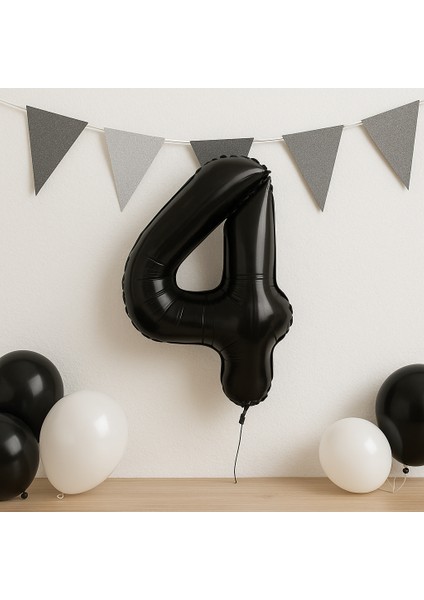 100 cm Siyah Rakam Folyo Balon