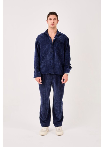 X-0002 Cep Detaylı Fitilli Kadife Gömlek