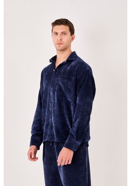 X-0002 Cep Detaylı Fitilli Kadife Gömlek modelleri