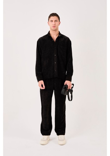 X-0002 Cep Detaylı Fitilli Kadife Gömlek