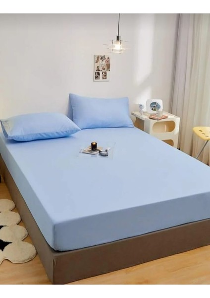 Çift Kişilik Lastikli Çarşaf Seti - 3 Parça | Terletmeyen,yazlık Kumaş- Mavi fiyatları