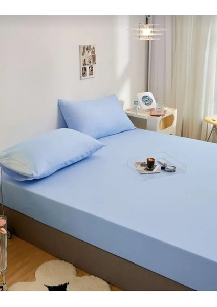 Çift Kişilik Lastikli Çarşaf Seti - 3 Parça | Terletmeyen,yazlık Kumaş- Mavi modelleri