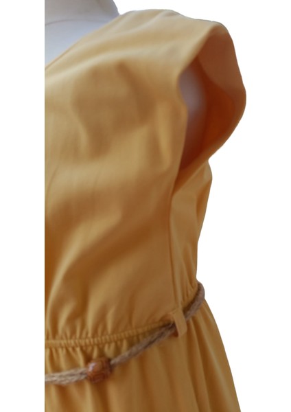 Kız Çocuk Elbise Jile Halat Kuşaklı Hardal Sarı 9 Yaş fırsatları