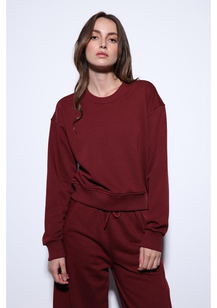 Bordo Basic Kadın Sweatshirt