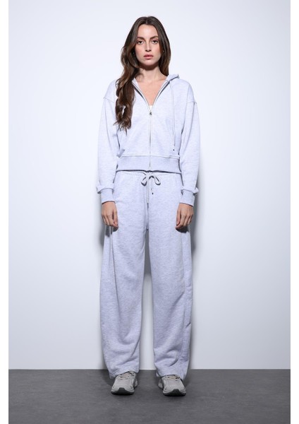 Gri Melanj Kapüşonlu Kadın Sweatshirt fiyatları