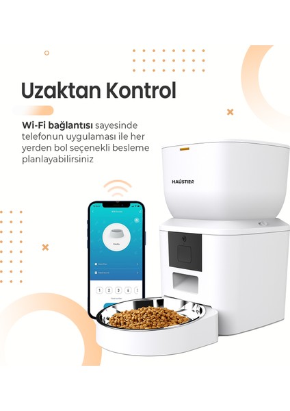 QQ023 Akıllı Kedi Köpek Mama Kabı, Tuya App-Wifi Uzaktan Kontrol, 4lt Hazne, Metal Kase fiyatları