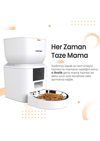 QQ023 Akıllı Kedi Köpek Mama Kabı, Tuya App-Wifi Uzaktan Kontrol, 4lt Hazne, Metal Kase indirimleri