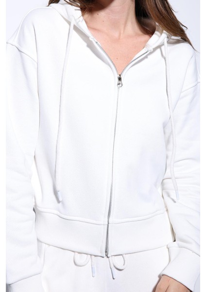 Ekru Kapüşonlu Kadın Sweatshirt modelleri