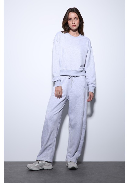 Gri Melanj Basic Kadın Sweatshirt fiyatları