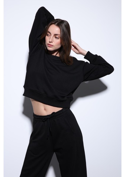 Siyah Basic Kadın Sweatshirt