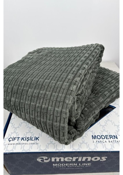 Merinos Twist Çift Kişilik Battaniye Seti Antrasit fiyatları