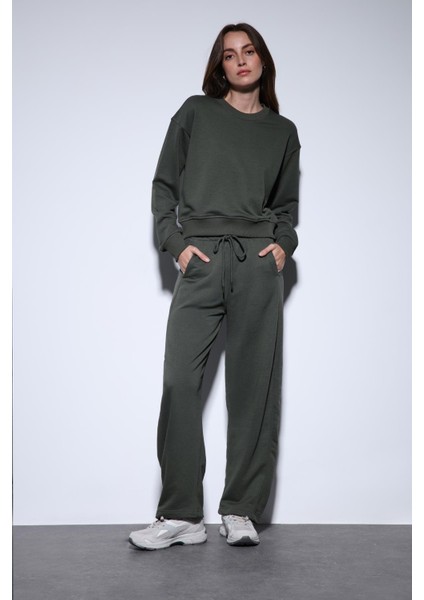Haki Basic Kadın Sweatshirt