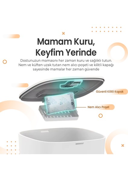 QQ023 Akıllı Kedi Köpek Mama Kabı, Tuya App-Wifi Uzaktan Kontrol, 4lt Hazne, Metal Kase