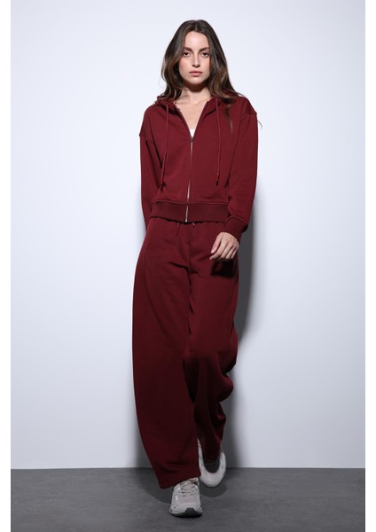 Bordo Kapüşonlu Kadın Sweatshirt modelleri
