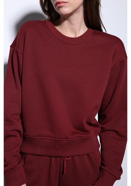 Bordo Basic Kadın Sweatshirt modelleri