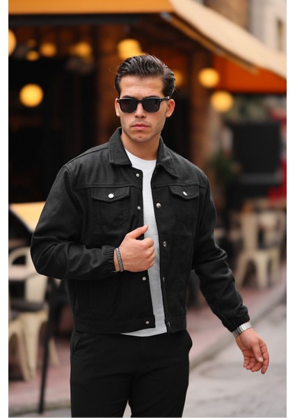 Erkek Oversize Rahat Mevsimlik Siyah Kaşe Ceket