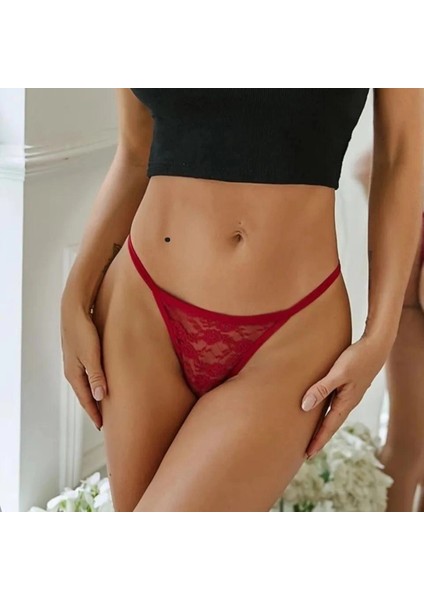 Büyük Beden Fantazi Kırmızı Dantelli Kadın String - Tanga BRF278616-B fiyatları
