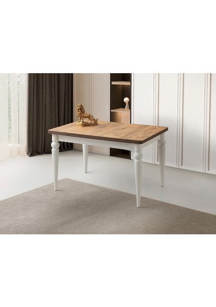 Yandan Açılır Büyüyen Yemek Masası Meşe-Beyaz 60 x 90 cm Sadece Masa Fiyatıdır