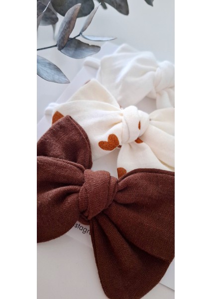 Yenidoğan ve Bebek 3lü Ekru, Acı Kahve, Müslin Kalp Desenli Bandana Seti(0-1yaş) fırsatları