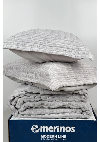 Merinos Twist Çift Kişilik Battaniye Seti Gri fiyatları
