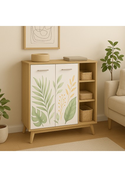 Uv Baskılı Yaprak Desenli Çok Amaçlı Dolap fiyatları