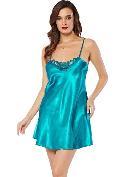 Yeşil Saten Gecelik - M-266 indirimleri