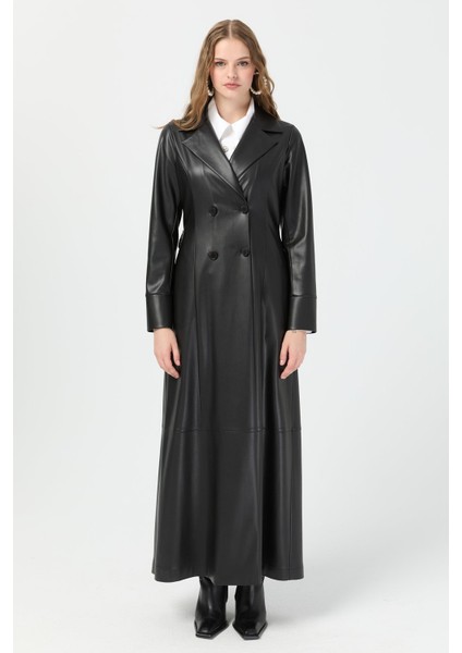 Tam Boy Içi Süet Deri Pardesü Siyah fiyatları