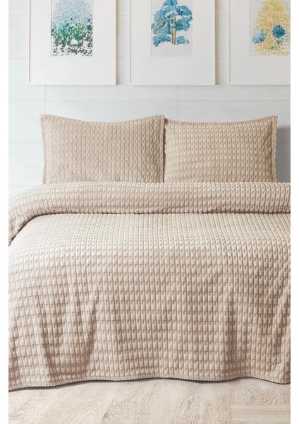 Merinos Twist Çift Kişilik Battaniye Seti Cappucino
