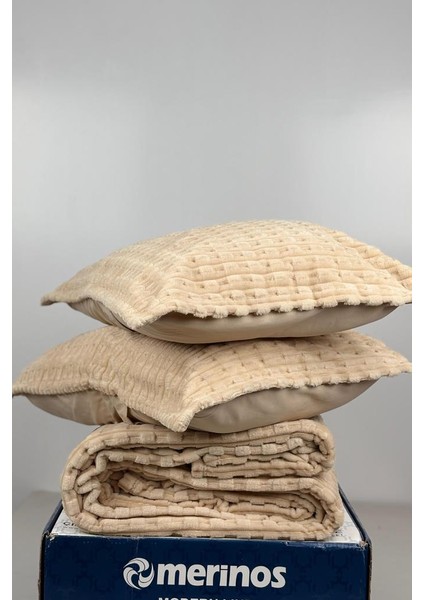 Merinos Twist Çift Kişilik Battaniye Seti Cappucino fiyatları